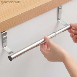 Towel Rack Over Door Towel Bar Hanging Holder Stainless Steel Bathroom Kitchen Cabinet Towel Rag Rack Adjustable Shelf Hanger L230704