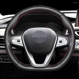 Steering Wheel Covers DIY Black Faux Leather Non-slip And Breathable Car Cover For Changan Cx70 EADO Cs35 Auchan Cs15/cs75