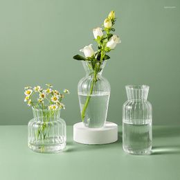 Vases Japanese Style Glass Small Vase Transparent Desktop Ornaments Mini Dwarf Flower Home Decoration Household Products