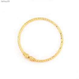 24k Gold Color Bangle For Women Dubai Bride Wedding Ethiopian Bracelet Arab Charm Kids Jewelry L230704