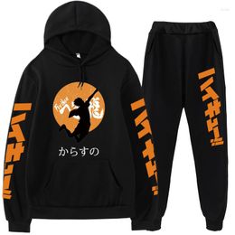 Women's Hoodies Kpop Anime Haikyuu Karasuno Men/Women Hoodie Set Casual Couple Long Sleeve Sweatshirt Sweatpants Streetwear Unisex Harajuku