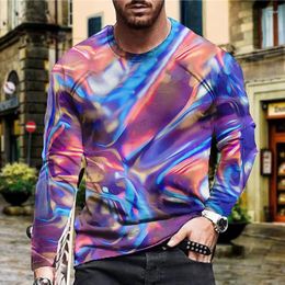 Men's T Shirts Autumn Men Tee Fashion Street Personality Letter 3d Printing Clothes Plus Size Comfortable Round Neck Long Sleeve T-shirt