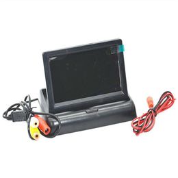 Car Video HD Folding 4 3-inch TFT Colour LCD Screen Monitor For Rearview Backup Reverse Camera DVD VCR 12V264z