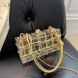 Evening Bags Luxury Designer Handbags 2023 Y2K Women Silver Gold Tote Bag Ladies Transparent Acrylic Box Underarm Shoulder Crosssbody