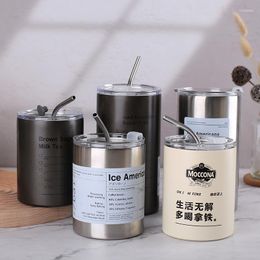 Water Bottles High Beauty Simple Stainless Steel Insulated Cup American Coffee Accompanying Nordic Style Girl's Office Straw