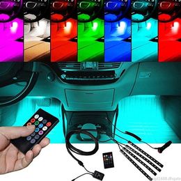 1Set Remote Control Colorful RGB Car Interior Floor Atmosphere Light Strip248f