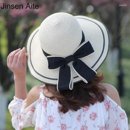 Wide Brim Hats Summer Style Women's Sun Hat Fashion Foldable Straw Women Beach Headwear Casual Ladies Bowknot For Girls 1869