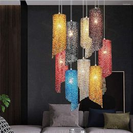 Pendant Lamps Color Chandelier Retro Industrial Style Restaurant Kitchen Household Lamp Hanging Lighting Shade Decoration E27