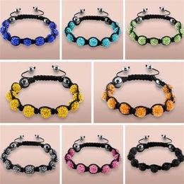 Whole 10mm black White Mixed multi mix Rhinestone Crystal Shamballa Bracelets jewelry bracelet for men y353181m