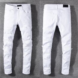 Luxurys Designer Mens Jeans Famous Dasual Design Slim-leg White Embroidery Snake Motorcycle summer trousers pencil pantsSize 29-40233d