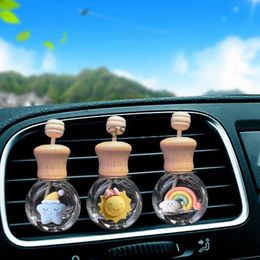 Car Air Freshener Car Fragrance Empty Glass Bottle Cute Car Air Freshener Bottle Perfume Clip Air Vent Outlet Aromatherapy Essential Oils Diffuser x0720