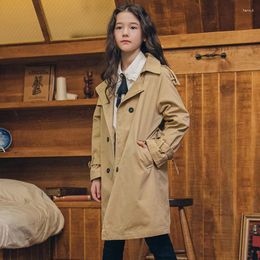 Coat Baby Girl Casual Trench Teenagers Long Coats Spring Autumn Children Khaki Solid Color Windbreaker Kids Fall Outerwears