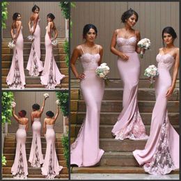 Selling Lace Mermaid Bridesmaid Dresses Long Formal Wedding Guest Evening Dress Spaghetti Strap Maid of Honour Dress Cheap Prom294j