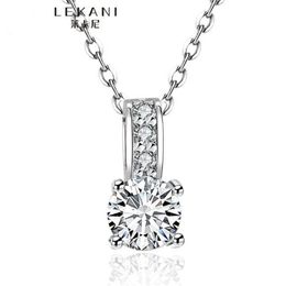 100% Pure 925 Sterling Silver Pendant Necklace 1 5 Ct SONA CZ Diamond Engagement Necklace Solid Silver Wedding Necklaces for Women2759