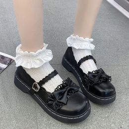 Dress Shoes Japanese Kawaii Lolita Shoes Loli Cute Uniform Bow Shoes Mary Janes Shoes Woman Lolita Dress Cosplay Shoes Low Heel Plus Size 40 230719