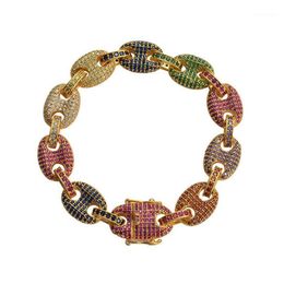 Link Chain Bling Colorful Bangle Bracelet hip Hop Jewelry Copper Pave With Zircon Iced Out Cuban Bracelet1275o