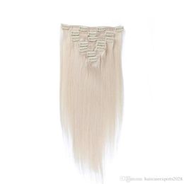 Colour 60 clip in human hair extensions blonde human hair clip in extensions 7pcs 120g platinum blonde remy human hair clip in280q