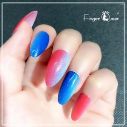 False Nails 24Pcs/Set Fake Red Blue Gradient Full Nail Tips Flower Armor Toxins And Safe Super Thin Design Fit Naturally Ballerina