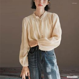 Women's Blouses Chic Korea Tops Blusas Women 2023 Design Solid Color Ruffles Japan Girls Preppy Style Retro Vintage Shirts