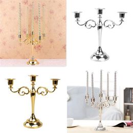 Metal Candle Holders 5-arms 3-arms Candle Stand Wedding Decoration Candelabra Centrepiece Candlestick Decor Crafts Silver Gold244l