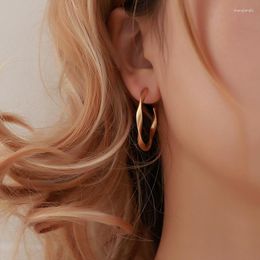 Hoop Earrings Simple Matte Twisted Stud For Women Trendy Gold Silver Colour Big Geometric Hoops Modern Jewellery Accessories Gift