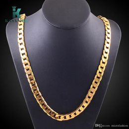 10pcs Whole 6MM Width 20-32 inch Gold Man Necklace Jewellery Fashion Men Chain Curb Necklace new For Cuban Jewellery Mens Gift Fre238U