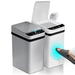 Waste Bins Intelligent trash can be automated intelligent trash can intelligent storage bin bathroom waterproof toilet narrow trash can 230719