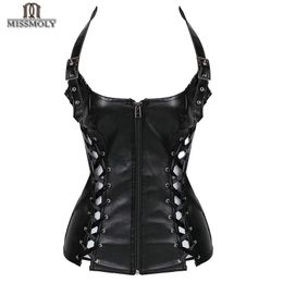 Miss Moly New Steampunk Steel Boned Lace up Back Sexy Body Bustier Overbust Corset Women Waist Cincher Corsets Black Plus Size216Q