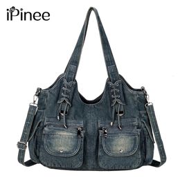 Evening Bags iPinee Women's Denim Bag Y2K Vintage Blue Jean Purse and Handbags Crossbody Shoulder Wallet Large Capacity 230719