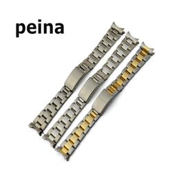 13mm 17mm 20mm Men Women Watch Watches Belt New silver or gold Curved end Solid SS Watch Band strap For Rolex Watch2924
