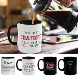 Mugs 350ML Ceramic Coffee Mug Large Capacity Funny Tea Cup Portable Chat-gpt For Office Decoration Kitchen Accessories