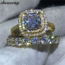 choucong 2018 infinity ring set Yellow Gold Filled 925 silver Engagement Wedding Band Rings For Women Clear Diamond Jewelry2871