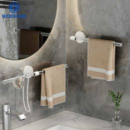 White/Black Aluminum + Acryliy Towel Bar Towel Rack Shower Towel Holder Wall Mounted Bathroom Shelf Kitchen Storage Rack Hook L230704