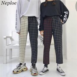 Vintage Paid Patchwork Pants Harajuku Woman Man Trousers Elastics High Waist Pants Korean Causal Straight Pants261A