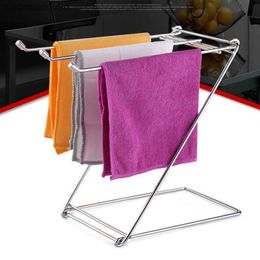 Stainless Steel Dishcloth Holder Towel Storage Rack Folding Rag Drying Rack Kitchen Shelf L230704