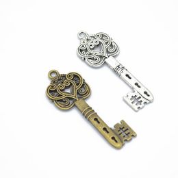 200 Pcs Silver and Gold Color Heart Key Charms Pendant Bulk for Bracelets Necklace Jewelry Making2099