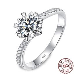 Luxury Solitaire 1 Carat Lab Diamond Ring Real 925 Sterling Silver Jewellery Engagement Wedding Band Women Anniversary Gift J-2813305