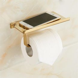 Toilet Paper Holders Bathroom Tussie Phone Holder Shelf Stainless Steel Wall Mount Rack WC Storage Accessories227S