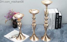 Candle Holders 3 size gold candle holders for wedding props small mermaid iron-plated vase flower wares European-style decoration Z230720