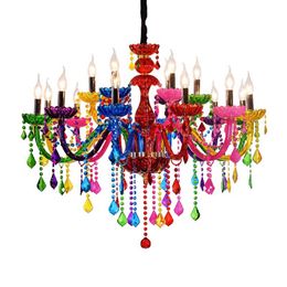 Colourful Crystal Chandelier Bar Candle Crystal Lamp European Engineering Lamp Cafe Chandelier Living room dining room crystal chan310F