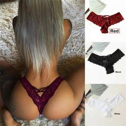 Red 1 Pack Women G-String Thongs Lot Sexy Lace Lingeries Briefs high waist Underwear Panties Plus Size Female Underwears300h