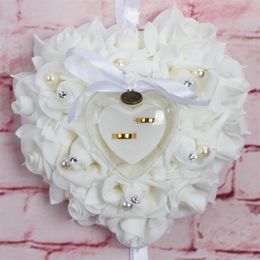 2021 Wedding Ring Pillows Heart Shaped With Transprent Boxes 6 Color Very Special Unique Imitation Rose2222