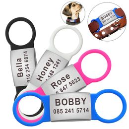 Slide-On Dog Tags Engraved Customised Dog ID Tags No Noise Pet Tag Name Plate Whole Pet Tags Dog Supplies264c