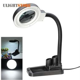 Crafts Glass Lens LED Desk Magnifier Lamp Light 5X 10X Magnifying Desktop Loupe Repair Tools with 40 LEDs Stand2688