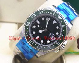 High Quality Black Green Dial GMT Work 116710 40mm Black Ceramic Bezel Stainless Steel Asia 2813 Movement Mechanical Automatic Mens Watches