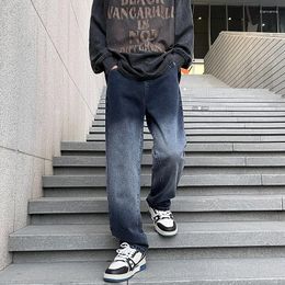 Men's Jeans 2023 Korean Fashion Gradient Straight High Street Style Wide For Men Unisex Denim Pants