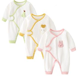 Rompers born baby clothing boy girl kids designer clothes long sleeve soft cotton born rompers belt baby onesie sleepwear 230720