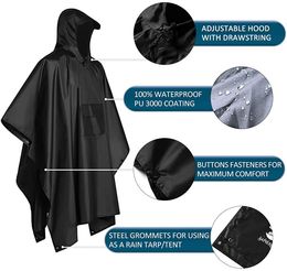 Raincoats 3-in-1 outdoor military waterproof raincoat men's raincoat women's raincoat picnic mat 230719