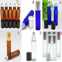 Wholesale Price 750Pcs 10ml Colorful Frosted Glass Roller Bottles Stainless Steel Roll On Bottles by Free DH Shippig Smswa