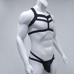 Sexy Costumes Men Body Lingerie Gay Thongs G-string Chest Harness Belt Bondage Set Male Strap Performance Nightclub Costume Drop S270J